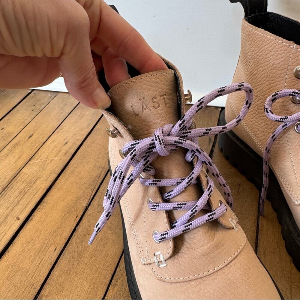 Last Rock Nubuck Leather Chunky Platform Sole Lace Up Boot 36 / 6 -7 Blush Pink - Picture 6 of 12